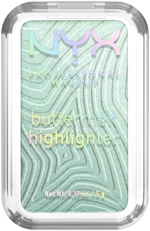NYX PROFESSIONAL MAKEUP Buttermelt Highlighter, Powder Highlighter Makeup, With Up to 12H Wear and High Impact Glow - 20 Butta Mint (Minty Green)