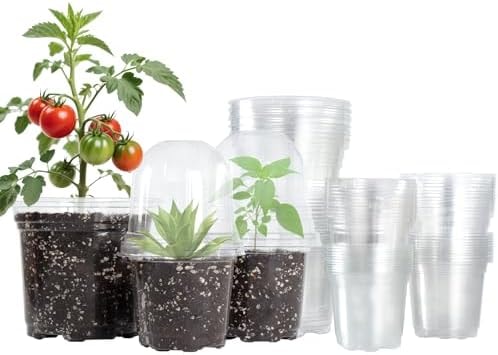 Bluepro Clear Nursery Pots with Humidity Domes, 3.5/4/5 Inch, 36-Pack