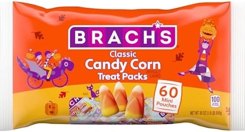 Brach's Halloween Classic Candy Corn, Trick or Treat Pouches, 30 oz, 60 Ct