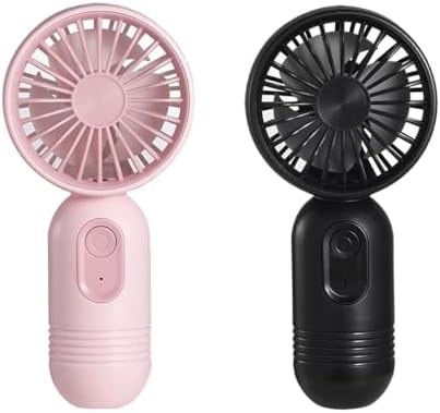 VanSmaGo Portable Mini 2-pack Handheld Personal Small Fan with 3-speed for Travel, USB Rechargeable Battery Operated Eyelash Fan, Black&Pink