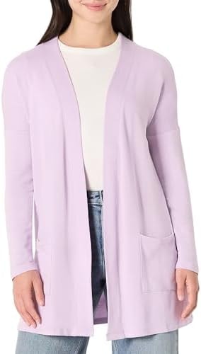 Amazon Essentials Women's Relaxed-Fit Ultra-Lightweight Open-Front Cardigan, Lavender, M