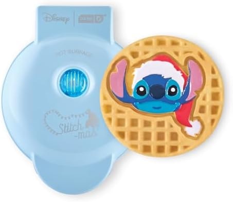 Disney | Dash Stitch Santa Hat Mini Waffle Maker, Ceramic Nonstick, Blue