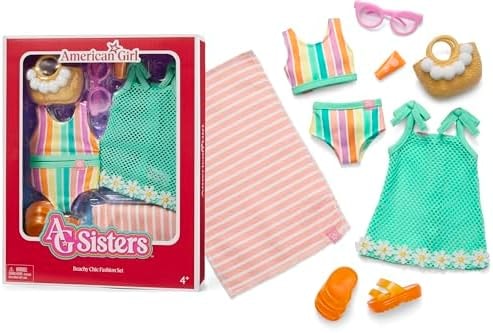 American Girl, AG Sisters Beachy Chic Fashion Set, Doll Clothes, for 14.5-inch Dolls, 8 pcs, for Ages 4+ (Amazon Exclusive)