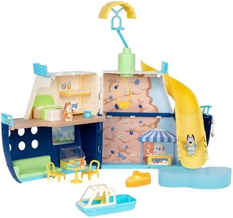 BLUEY Cruise Ship Playset with Slide, 15+ Accessories, 2 Figures