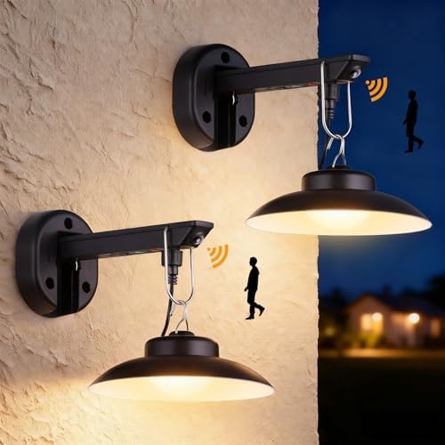 200lm Solar Barn Lights Outdoor with 3 Lighting Modes & Motion Sensor, No Wiring Needed, Solar Wall Lights Outdoor Waterproof, Farmhouse Exterior Wall Sconce, Outdoor Light Fixtures for Garage(2 Pack)