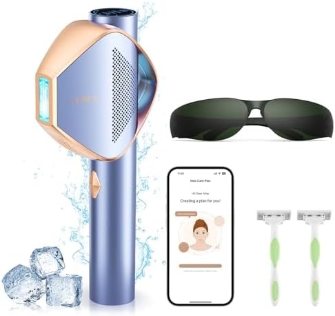 LUBEX Smart Permanent IPL Laser Hair Removal for Woman and Men, Painless Sapphire Ice-Cooling, Alternative to Salon, Bikini Shaver, Facial Epilator for Armpits Back Legs Arms Face Bikini Glow 6 A+