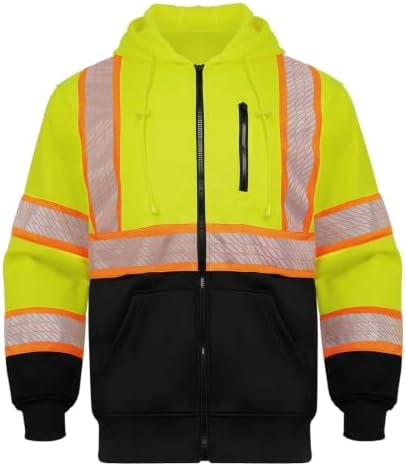 GLIMMR High Visibility Safety Hoodie for Men Work Construction,Yellow XL
