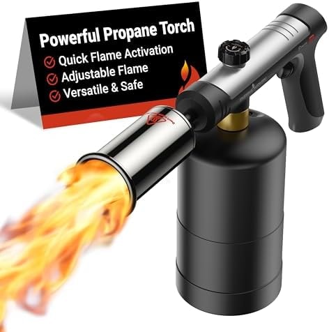 ThermoMaven Propane Torch Gun, One-Touch Max Fire Flame Thrower, Silver