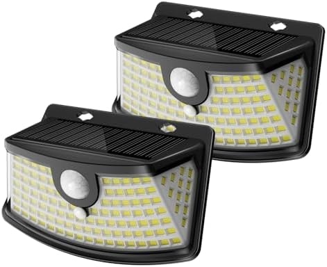 Aootek Solar Motion Sensor Lights Outdoor 120 LEDs, Black, 2 Pack