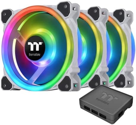 Thermaltake Riing Trio 12 RGB White TT Premium Edition - 3 Pack, 120mm, 3 Independent 16.8 Million Color LED Ring Design, Featuring 30 addressable LEDs, Case/Radiator Fan, CL-F126-PL12SW-A