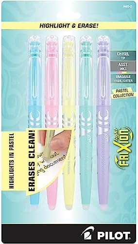 PILOT FriXion Erasable Highlighters, Chisel Tip, Assorted Color Inks 5-Pack