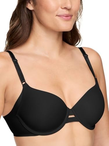 Warner's Women's No Side Effects Underarm-Smoothing Comfort Underwire Lightly Lined T-Shirt Bra 1356, Black, 36DD