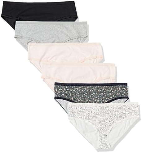 Amazon Essentials Women's Cotton Breathable Hipster Panty Knickers (Available in Plus Size), Pack of 6, Multicolor/Ditsy Floral/Dots, Large