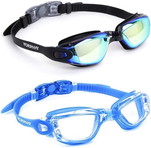 Vorshape Adult Swim Goggles 2 Pack Anti Fog Swimming Goggles, No Leaking UV Protection Pool Goggles for Men Women Youth