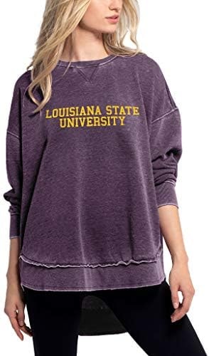 chicka-d NCAA LSU Tigers Womens Burnout Crew Sweatshirt, Grape, Large