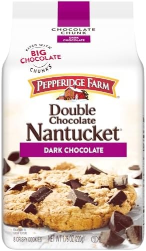 Pepperidge Farm Nantucket Double Dark Chocolate Chunk Cookies, 7.75 Oz Bag