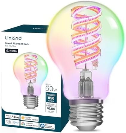 Linkind Matter Smart Light Bulbs, Work with Alexa/Apple/Google Home, 1Pack