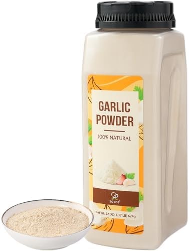Soeos Garlic Powder, 22 oz (1.37lb) 624g, Pure Ground Garlic Seasoning, Aromatic & Flavorful, Versatile Cooking Spice for Meat, Seafood & Vegetables.