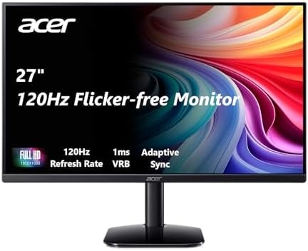 Acer 27in FHD 1920x1080 IPS 120Hz Gaming Monitor | Office KB272 G0bi