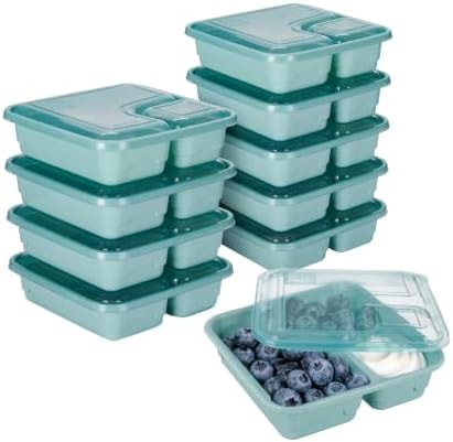 GoodCook Meal Prep Containers with Snack & Dip Compartments, Square 2-Cup