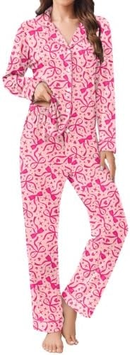 Ekouaer Womens Pajamas Set Button Down Long Sleeve Top & Pants Lounge Sets