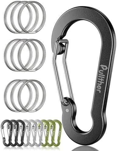 Pullther fishing 9PCS Aluminum Carabiner Keychain Clips