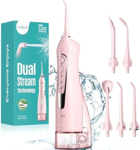 COSLUS ADA Accepted C20 Water Dental Flosser Pick, Professional Set Pink