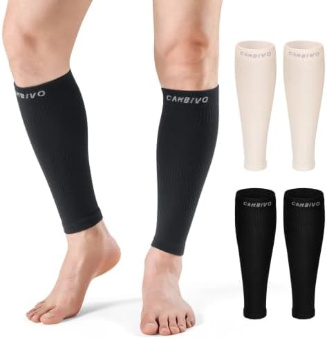 CAMBIVO Calf Compression Sleeves for Women Men, 12-18mmHg, Black