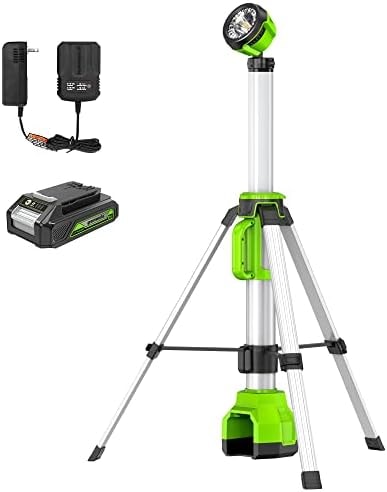 Greenworks 24V 2-In-1 2,200 Lumen Standing Light, LED Work Light with 2Ah Battery and 2A Charger