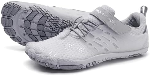 Grand Attack Barefoot Shoes Women,Wide Toe Box Minimalist Zero Drop Walking Shoes Lightweight Cross Training Trail Running Wrestling Weightlifting Fitness Gym Sneakers Light Grey Size 11