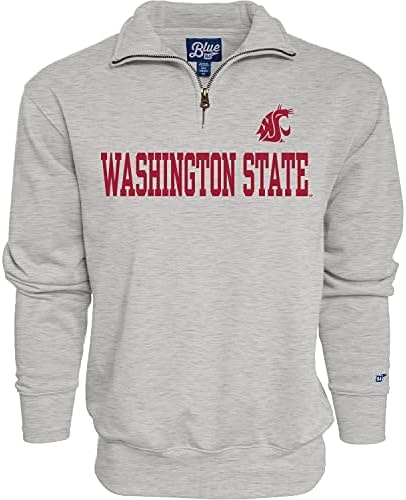 Blue 84 Men's Washington State Cougars Quarter Zip Sweatshirt Grey, Grey, Small