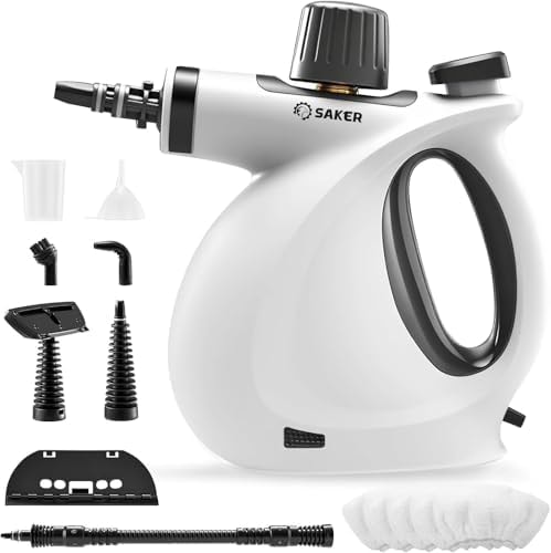 Saker Handheld Steam Cleaner Upgraded,Portable Steam Cleaner for Home,1050W Steam Cleaner,Quick Heating & Deep Cleaning of Floors, Cars, and Kitchen(with 5 Fiber Cloths)