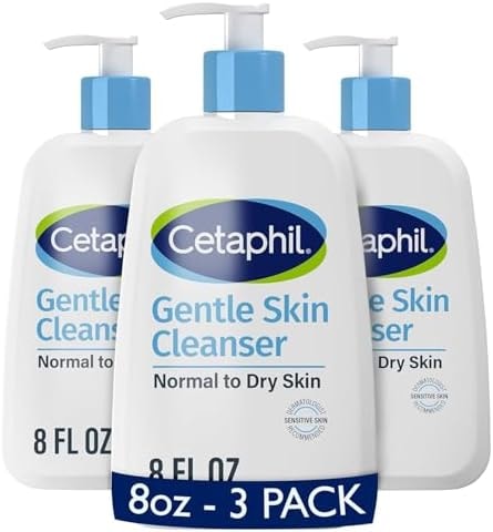 Cetaphil Gentle Cleanser, Hydrating Face & Body Wash, Sensitive, 8oz, 3ct