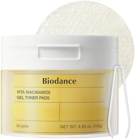 Biodance Vita Niacinamide Gel Toner Pads, Dark Spot Corrector, Evening Skin Tone, Gentle Exfoliating Toner Pads with Vitamin C, Pre-Soaked Pads, Korean Skin Careㅣ60 Pads