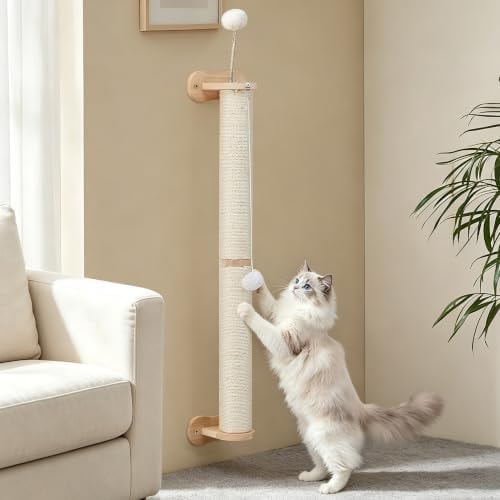 EMUST Wall Mounted Cat Scratcher 33", Sisal Kitten Scratching Post Sturdy
