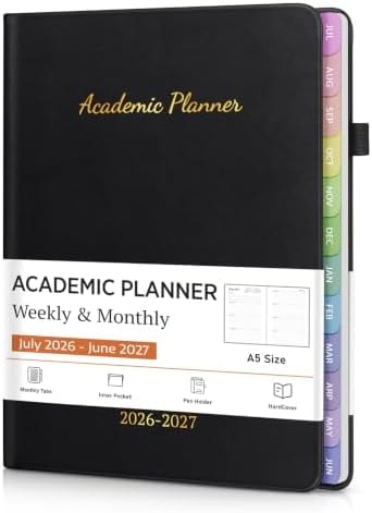 Academic Planner 2026-2027, July 2026 - June 2027 with Colorful Tabs