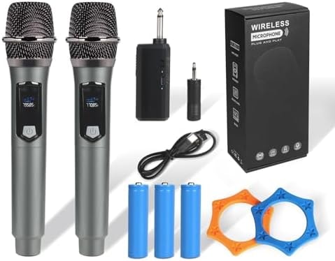 J.I.Y 2.4GHz Wireless Microphone System Dual Handheld Mics 250ft Range