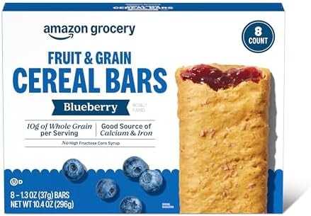 Amazon Grocery, Blueberry Fruit & Grain Cereal Bars, 1.3 Oz, 8 Ct