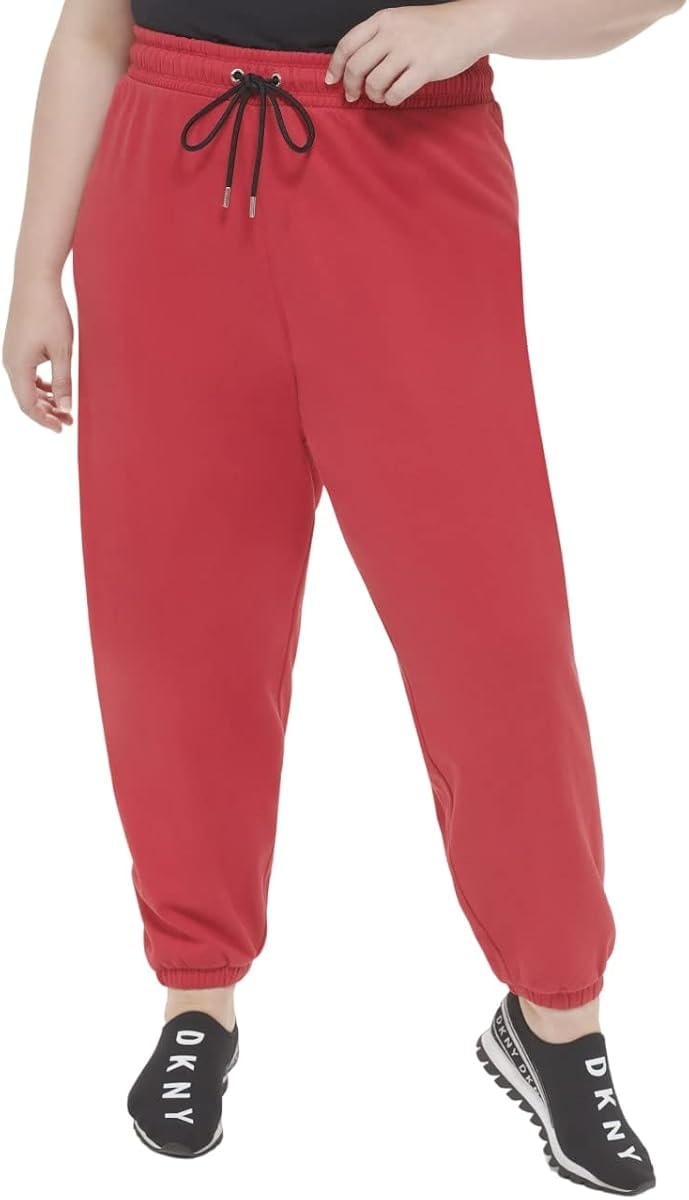 DKNY Womens Sport Metallic Logo Everyday Jogger Sweatpants, Ski Patrol Silver