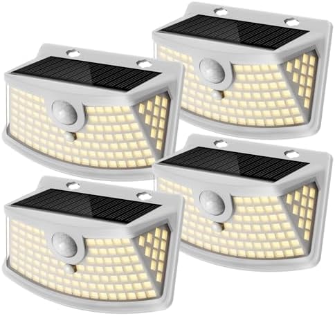 Aootek Solar Motion Sensor Lights Outdoor 120 LEDs, White, 4 Pack