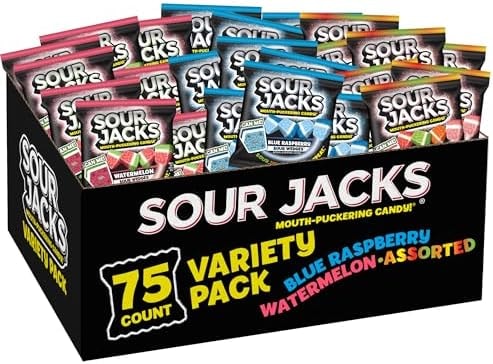 Sour Jacks Sour Gummy Wedges Variety Pack, Gluten Free, 0.5 oz, 75 Ct