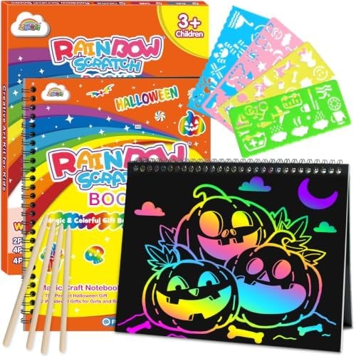 ZMLM Scratch Paper Art-Crafts Gift: 2 Pack Rainbow Notebooks Supplies Toys