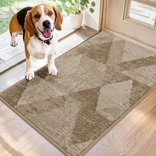 COSY HOMEER Entryway Rugs Doormat 20"x32",Non-Slip Absorbent Door Mat,Beige