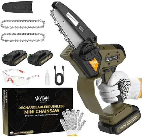 Mini Chainsaw Cordless, 21V 5 inch Portable Chainsaw Cordless, Handheld Small Chain Saw with 2X2.5Ah Batteries for Tree Trimming, Perfect Garden Gifts for Men, Women, Dad, Husband
