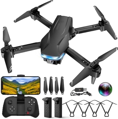 1080P Drones with Camera for Adults, Foldable Drone with 2 Batteries