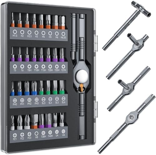 Wesdut 32in1 T Handle Magnetic Ratchet Screwdriver Set, [Freely Combine 5+ Grip Styles] Screw driver, Ratcheting Allen Wrenches Sets, Repair Tool Kit for Computer, Bicycles, Furniture, Electronics