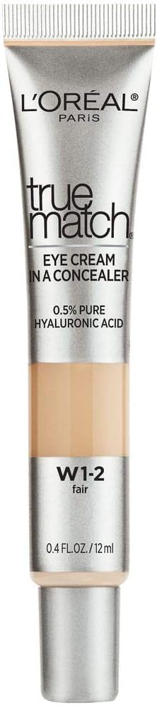 L’Oréal Paris Cosmetics True Match Eye Cream in a Concealer, 0.5% hyaluronic acid, Fair W1-2, 0.4 fl. oz.