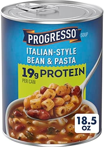 Progresso Italian-Style Bean & Pasta Protein Soup, Vegetarian, 18.5 oz