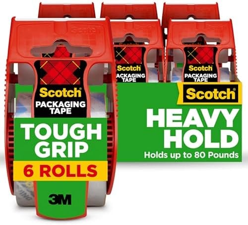 Scotch Tough Grip Moving Tape, 1.88 in x 22.2 yd, 6 Rolls