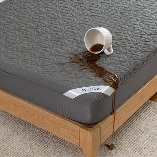 RestTwill 5-Sided Waterproof Mattress Protector, Noiseless Bedding Pad